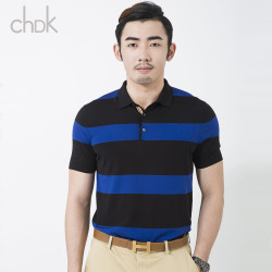 CHDK 夏装新款男士商务条纹棉<span class="gcolor">T恤</span> 男 修身时尚百搭弹力<span class="gcolor">短袖</span>衫 DS017