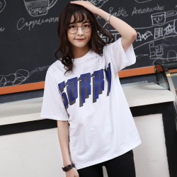 J.S.YU 2017夏新款韩版时尚套头宽松SORRY字母<span class="gcolor">短袖T恤</span> JS7A114