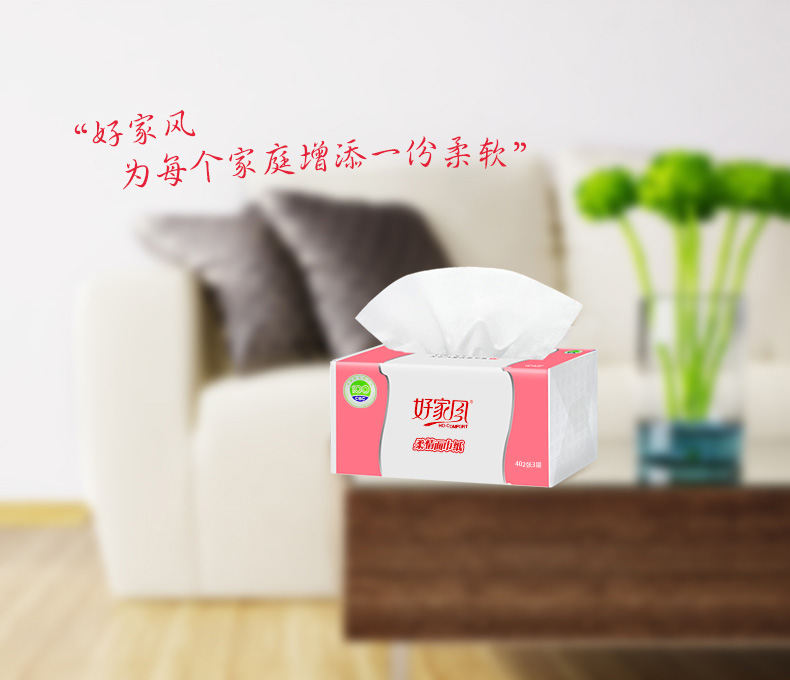 好家风柔情抽式面巾纸402张2提16包抽纸