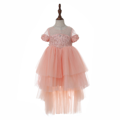 伊卡通 夏季新款时尚气质可爱女童中式短袖网纱裙蛋糕裙公主裙 021028