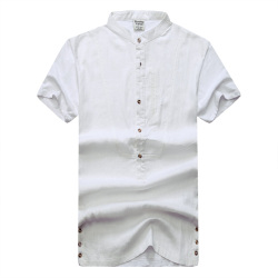 mercistyle 夏季竹节棉麻男士<span class="gcolor">短袖t恤</span>男装商务立领 8100#