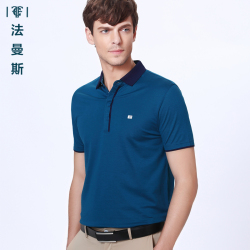 法曼斯2016夏季天丝棉<span class="gcolor">短袖T恤</span>男装商务深湖蓝<span class="gcolor">短袖T恤</span>青年男士休闲