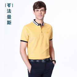 法曼斯2016夏季纯棉翻领<span class="gcolor">短袖T恤</span>青年男装商务休闲薄款短t恤衫透气