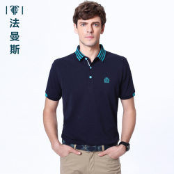 法曼斯2016新春纯棉翻领<span class="gcolor">短袖T恤</span>青年男装商务休闲薄款短袖polo衫