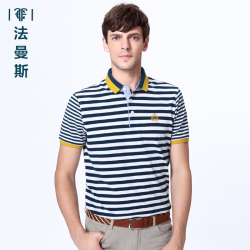 法曼斯2016新春纯棉撞色翻领时尚<span class="gcolor">短袖T恤</span>青年男士薄款透气短T商务