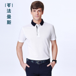 法曼斯2016夏季纯棉<span class="gcolor">短袖T恤</span>男士 商务休闲翻领短T纯色百搭POLO衫