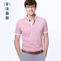 法曼斯2016夏季桑蚕丝<span class="gcolor">短袖T恤</span>男士纯色T恤青年商务休闲短袖衫男装
